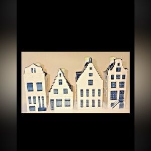 Lot of 4 KLM Blue Delft's Houses. Includes 71,  73, 77, & 78